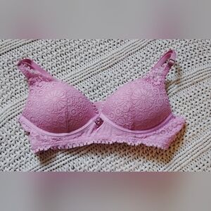Aerie Pink Floral Lace Bra Size 34A